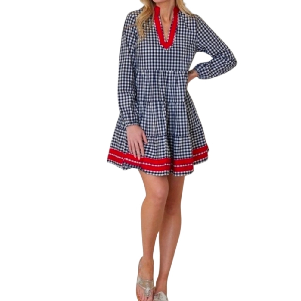 NWT Sail to Sable 100% Cotton Charlotte Gingham Tunic Dress Size Large